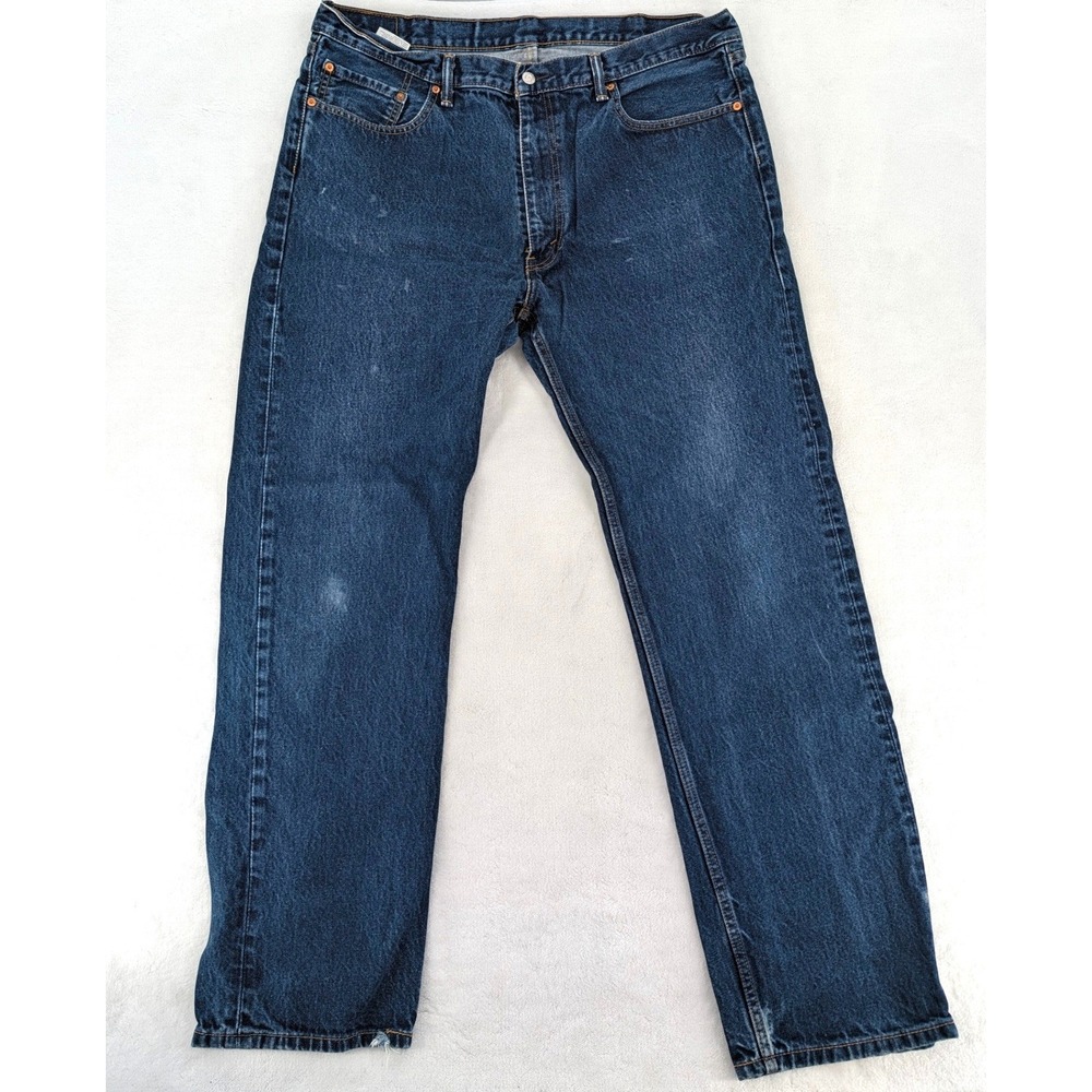 Levis 505 Regular Fit Straight Leg Jeans Dark Wash W40 L34